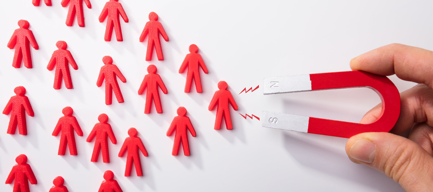 A pictures shows how magnet attracting customers to itself.