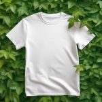 A white color T-Shirt in green leaf's.