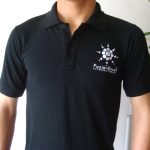 A black color polo shirt for company workers. A best promotional product for branding.