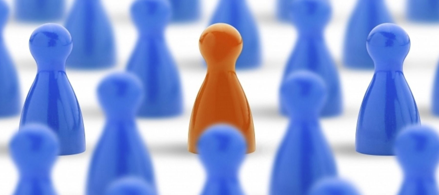 A brown color dummy stand out of others.