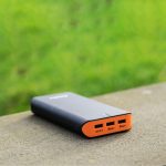 A portable power bank placed on the table.